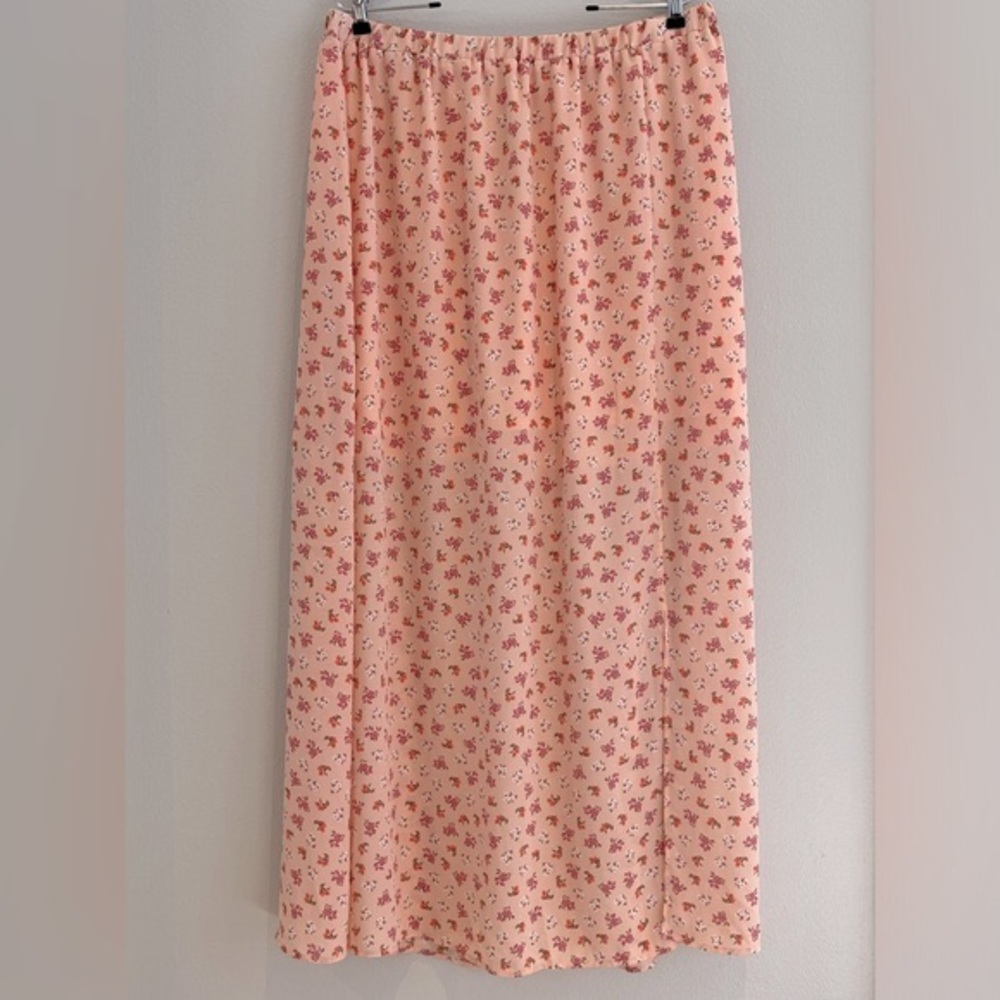 NWT Heatherly Stitchfix Ditsy Mauve Floral Print Midi Skirt - Light Pink, Sz 1X